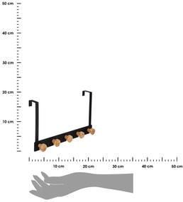 Držiak na uteráky Black Bamb, čierna/s drevenými prvkami