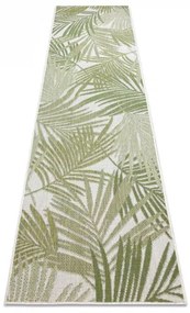 Koberec, behúň SISAL SION palmové listy, tropický 2837 ploché tkanie ecru / zelená Veľkosť: 60x250 cm