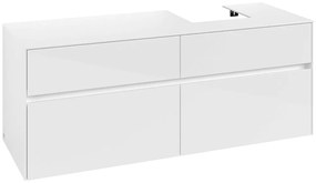 VILLEROY &amp; BOCH Collaro závesná skrinka pod umývadlo na dosku (umývadlo vpravo), 4 zásuvky, 1400 x 500 x 548 mm, Glossy White, C10200DH