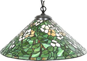 Závesné zelené svietidlo Tiffany Tremblay - Ø 50x135 cm E27/max 1x60W
