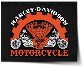 Sablio Plagát Harley-Davidson motor Čierne pozadie - 60x40 cm