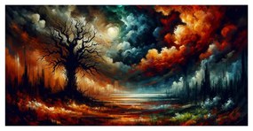 Obraz krajina s farebným stromom života