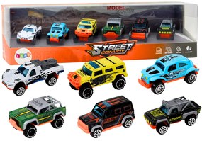 LEAN TOYS Sada kovových terénnych áut 1:64 - 6 kusov