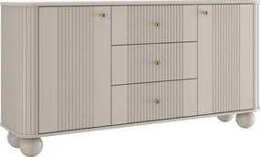 Komoda so zásuvkami Vesper 160 cm - kašmír / zlaté úchytky / guľové nohy