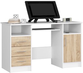 PC stolík Asegura (biela + dub sonoma). Akcia -20%. Vlastná spoľahlivá doprava až k Vám domov. 1117065