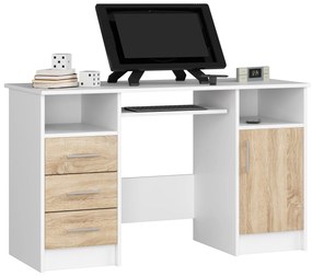 PC stolík Asegura (biela + dub sonoma). Vlastná spoľahlivá doprava až k Vám domov. 1117065