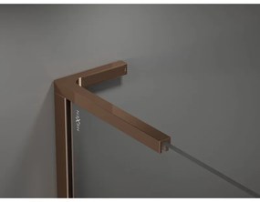 Mexen Kioto+ L, sprchová zástena Walk-In s poličkou a vešiakom 70 x 200 cm, 8mm číre sklo biely vzor, ružové zlato profil, 800-070-123-60-97