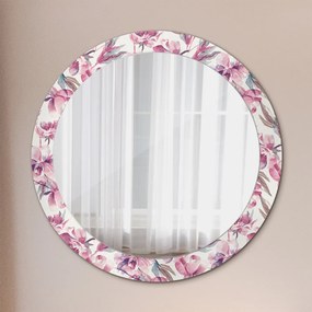 Okrúhle ozdobné zrkadlo Kvety pivoniek fi 80 cm
