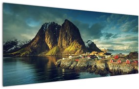 Obraz rybárskej dediny v Nórsku (120x50 cm)