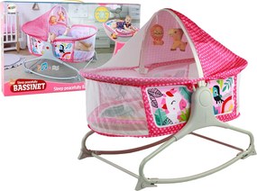 LEAN Toys Multifunkčná detská postieľka 2v1 Detská podložka Zvuky Vibrácie Ružová