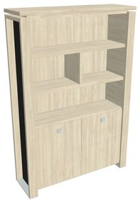Vysoká skriňa Verno+ S 140 x 46 x 210 cm, s regálom, agát / čierna