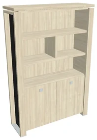 Vysoká skriňa Verno+ S 140 x 46 x 210 cm, s regálom, agát / čierna