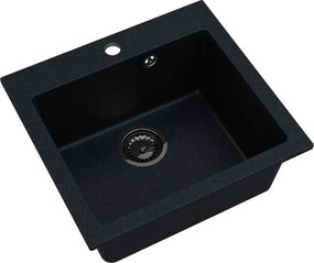 Sink Quality Ferrum 50, kuchynský granitový drez 490x450x195 mm + čierny sifón, brocade, SKQ-FER.B.1K50.XB