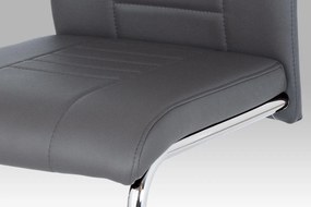 Autronic -  Jedálenská stolička HC-955 GREY, šedá koženka / chróm