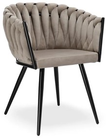 Jedálenská stolička ASTON zamatová, béžová / hnedá