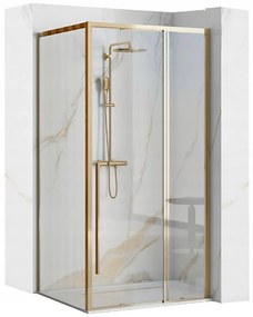 Rea Solar Gold Elegant, sprchový kút s posuvnými dverami 90 (dvere) x 90 (stena) x 195 cm, 6mm číre sklo, zlatý profil, REA-K4900