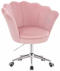 LuxuryForm DESIGN Kreslo FREY VELUR na striebornej podstave s kolieskami - ružové