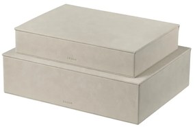 Béžové úložné boxy v súprave 2 ks s vekom/dekoratívne z umelej kože 40x30x11 cm Sahla – Blomus