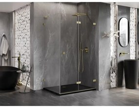 Mexen Lunar-F L, 1-krídlový sprchový kút so skladacími dverami, pravý, 85 x 80 cm, 8mm číre sklo, zlatý matný profil, 836L-085-080-55-00-P