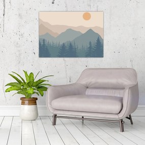 Sklenený obraz - Tyrkysové hory N⁰1 (70x50 cm)