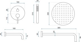 Rea Lungo, podomietková sprchová súprava s vaňovou výlevkou + box, medená lesklá, REA-P7998