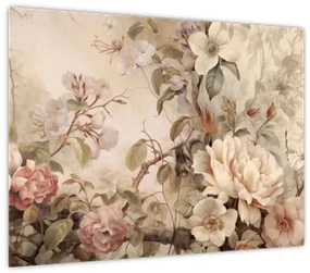 Sklenený obraz - Vintage maľba vtáčikov (70x50 cm)