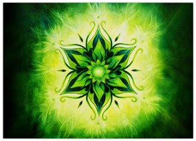 Obraz - Kvetinová mandala v zelenom pozadí (70x50 cm)