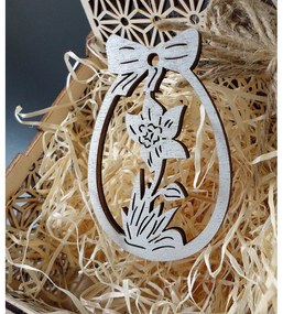 Drevená ozdoba na veľkú noc kvetinovým motívom a mašľou I SENTOP FB-PR0035