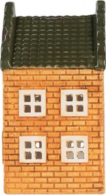 Oranžový keramický domček na čajovú sviečku Lamont - 9*10*19 cm