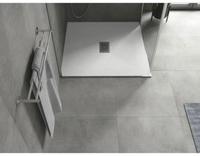 Mexen Hugo, štvorcová sprchová vanička SMC 100 x 100 cm, biela, oceľová krytka, 42101010-X
