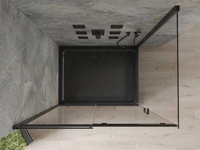 Mexen Omega, sprchovací kút s posuvnými dverami 100 (dvere) x 90 (stena) cm, 8mm číre sklo, čierny profil + slim sprchová vanička čierna s čiernym sifónom, 825-100-090-70-00-4070B
