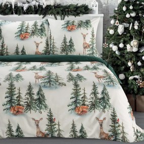 VIANOČNÉ RENFORCÉ OBLIEČKY DEER 200X220 CM, 2 KS 70X80 CM VZOROVANÉ