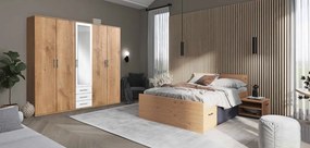 Šatníková skriňa Ben, 225 cm, doskový dub/biela