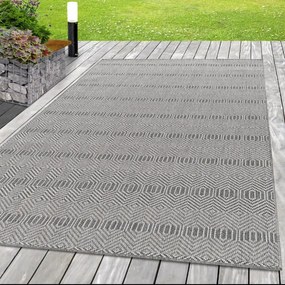 Šnúrkový koberec Aruba geometria, sivý