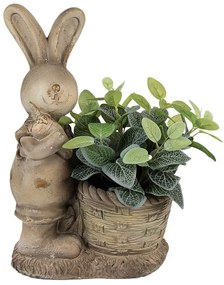 Béžová antik dekorácia králik s kvetináčikom - 38*22*49 cm