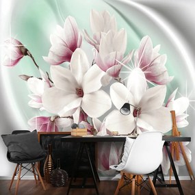 Fototapeta - Biele a ružové kvety (254x184 cm)