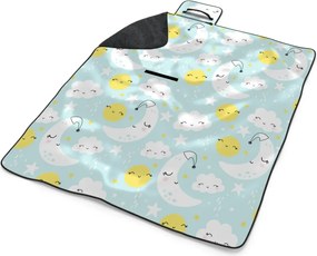 Sablio Plážová deka Mesiace, slniečka a obláčiky: 200x140 cm