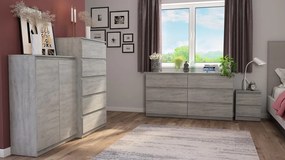 Široká komoda Carlos, šedý betón, 150 cm