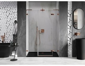 Mexen Lunar L, pravé otočné sprchové dvere 140 cm, 8mm číre sklo, ružové zlato profil, 834SL-140-050-60-00-P