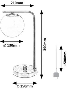 Rabalux 74203 - Stolná lampa KIARA 1xE27/35W/230V