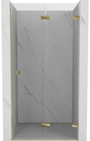 Mexen, Mexen Lunar-F pravé skladacie sprchové dvere 95 cm, transparentné, zlaté - 836-095-000-50-00-P