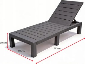 Robustné záhradné ležadlo k bazénu a na terasu - sivé
