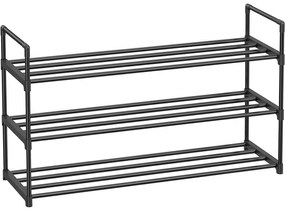 3-úrovňový stojan na topánky, botník, pre 12 až 15 párov topánok, čierny
