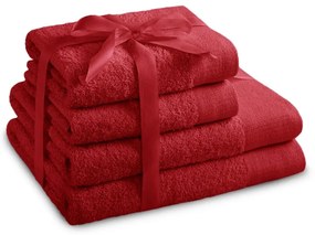 Červené froté bavlnené uteráky a osušky v súprave 4 ks Amari – Restilo