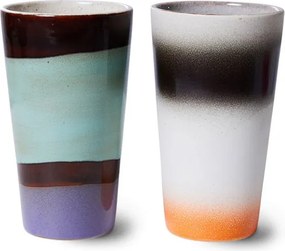 2ks farebný retro hrnček na latté 70s Boggie - Ø 7,5 * 13cm / 280ml