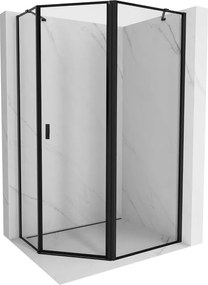 Mexen Mist, päťuholníkový sprchový kút, pravý 100 x 90 cm, číre sklo-čierny rám, 8A8-100-090-70-70-P
