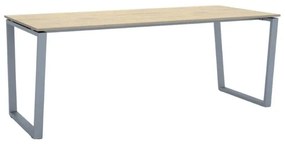 Kancelársky stôl PRIMO IMPRESS, sivostrieborná podnož, 2000 x 900 mm, dub prírodný