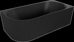 Mexen Gia, voľne stojaca rohová vaňa, drážkovaná, pravá, 170 x 80 cm, čierna matná, 52701708071P-SS
