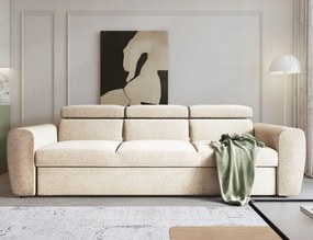 Pohodlná rozkladacia pohovka Napoli v krémovom ženilku.