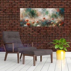 Obraz – Abstrakcia poľa s makmi (120x50 cm)